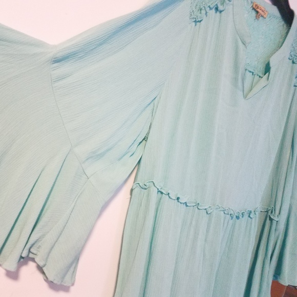 Democracy Flounce Sleeve Crochet Trim Peasant Top - Picture 7 of 8